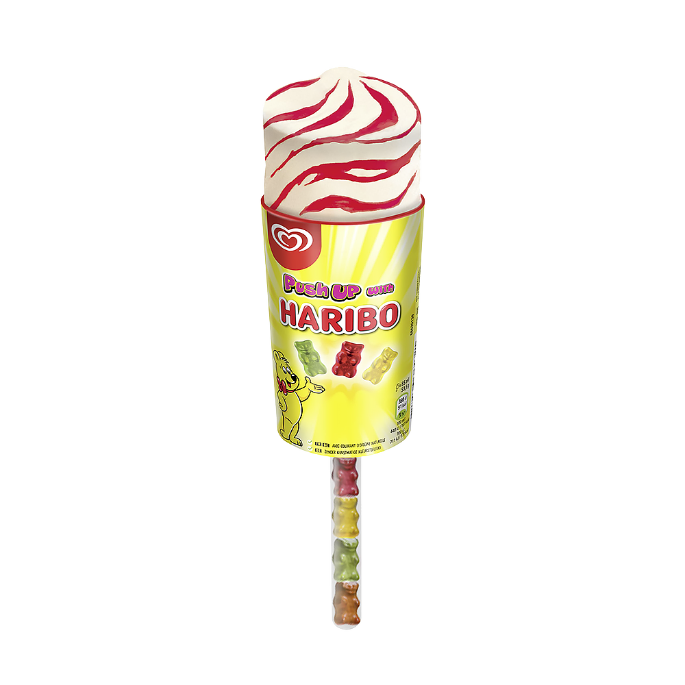 Inghetata Haribo cu aroma vanilie, capsuna si ursuleti gumati 85 ml - winetime.md