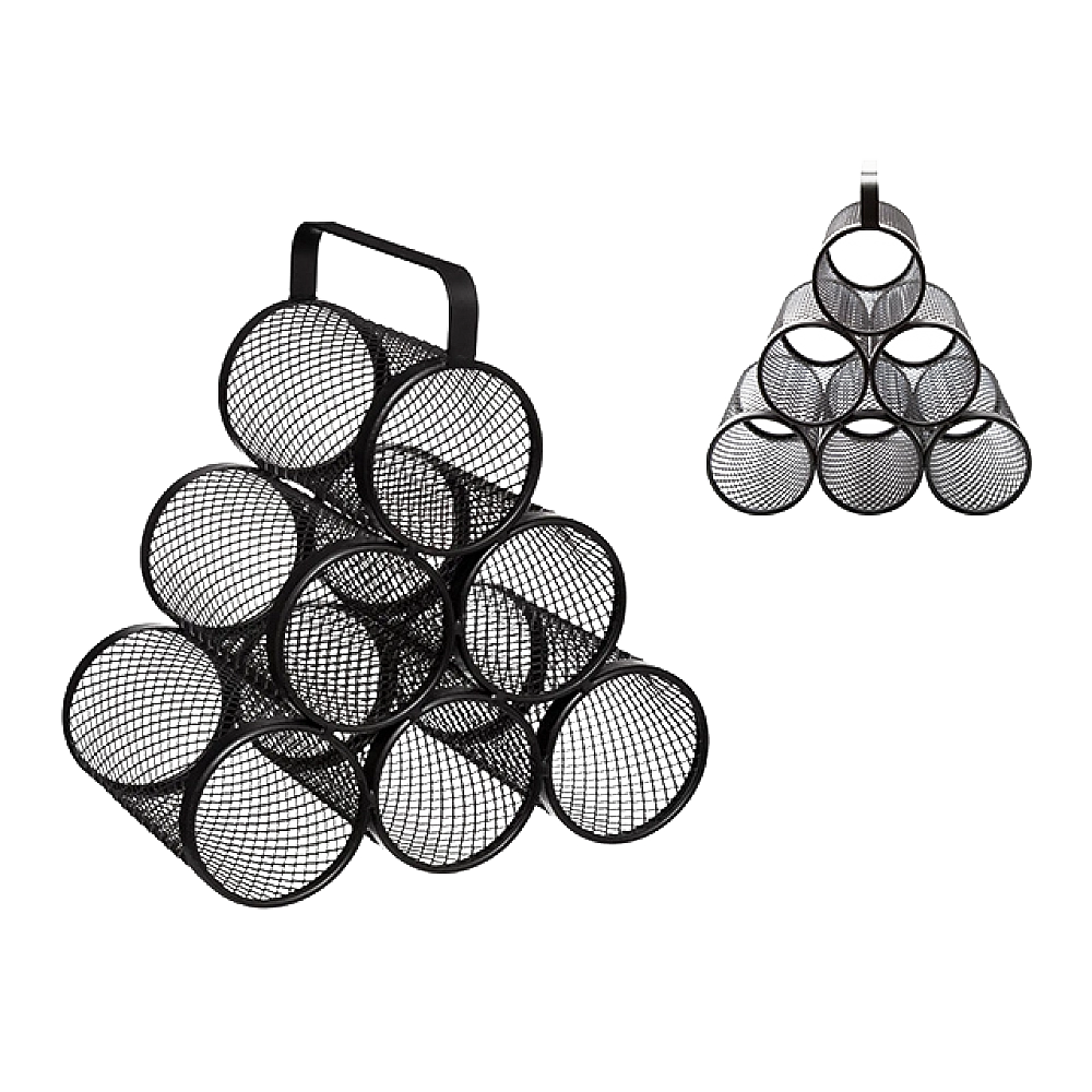 Suport pentru 9 sticle de vin Slide 33X29X46cm, 3 niveluri, negru - winetime.md