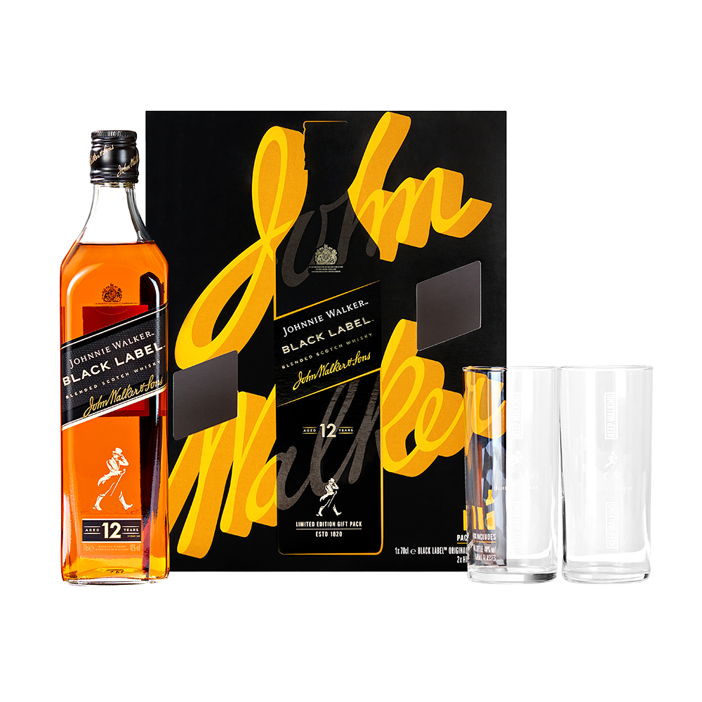 Whisky J. Walker Black Label 40%, 0.7l+2 tumblers - winetime.md